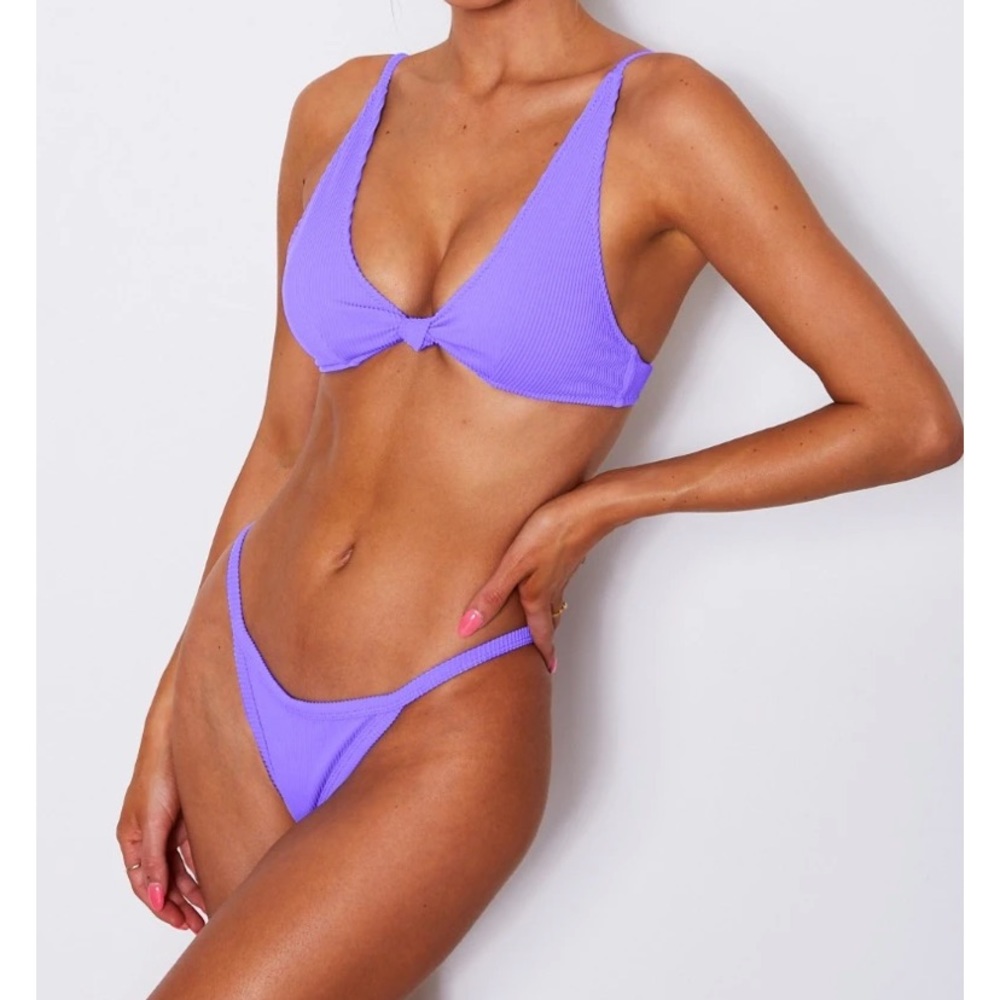 White Fox Boutique Violet Rib Bikini Bottoms